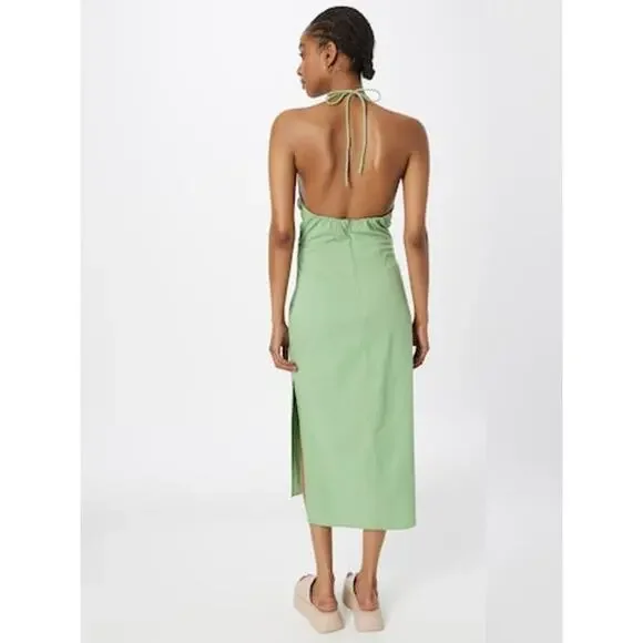 NWT Abercrombie & Fitch Green V-Neckline Midi Dress Size Small - Picture 2 of 8